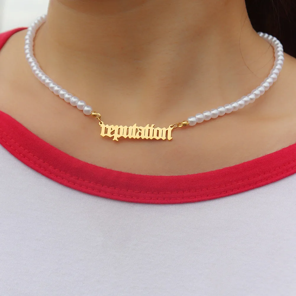 Fashion Inspired Folklore Lover Letter Necklace Pendant Taylor Fearless Reputation Statement Necklaces Stainless Steel Jewelry C