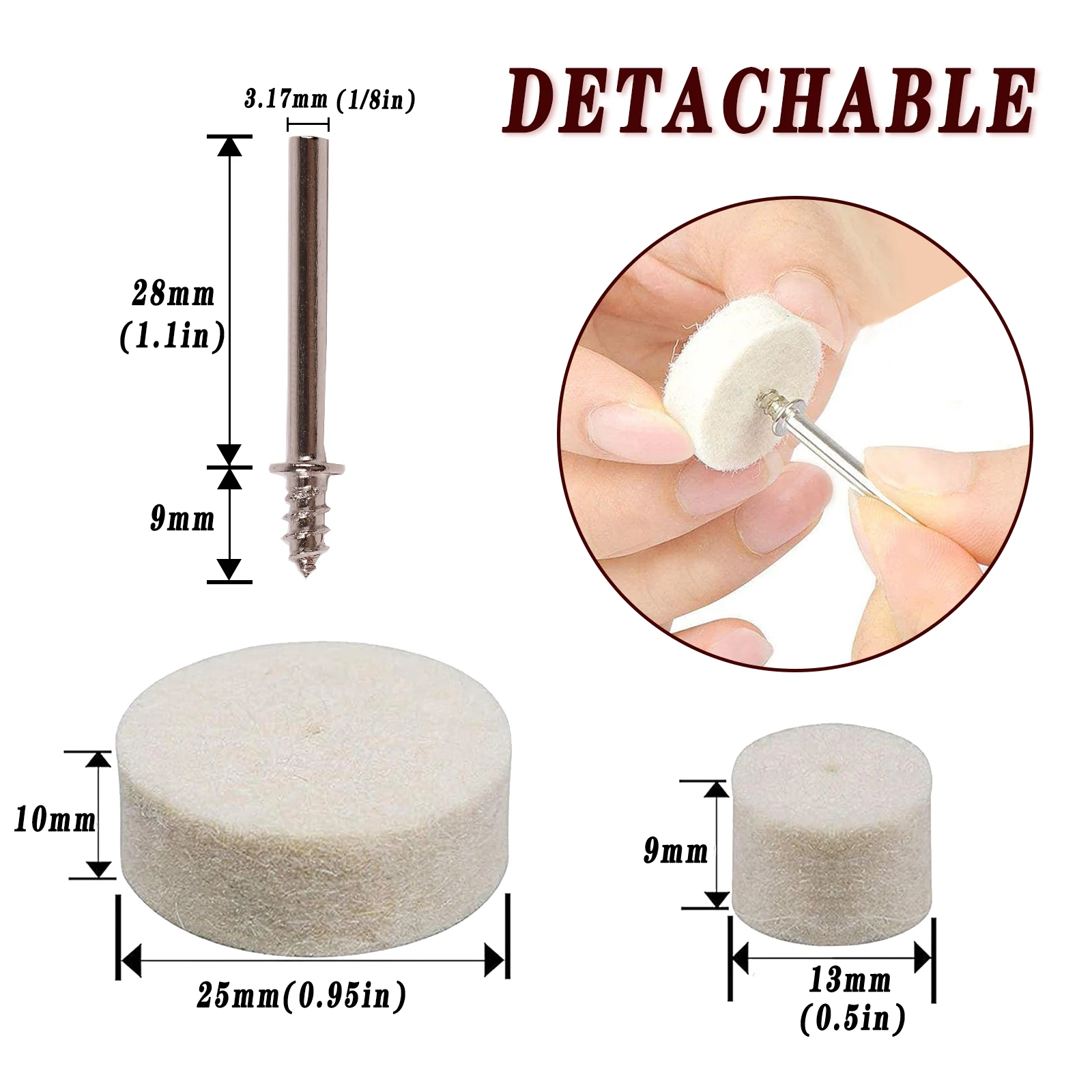 Wool Felt Polishing Buffing Wheel Replaceable Detachable Pads For Rotary Tool Accessories