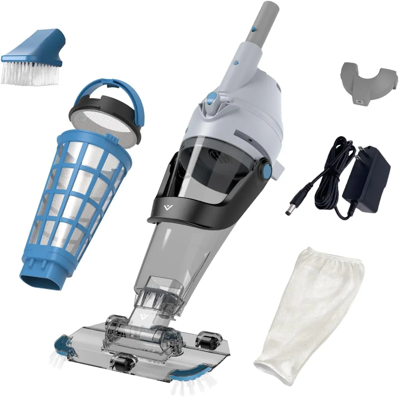 

2026 Rechargeable Pool Vacuum, Oversized Stainless Steel Filter, 15GPM Flow Rate, Run 90mins, Fine and Standard Filters, 2