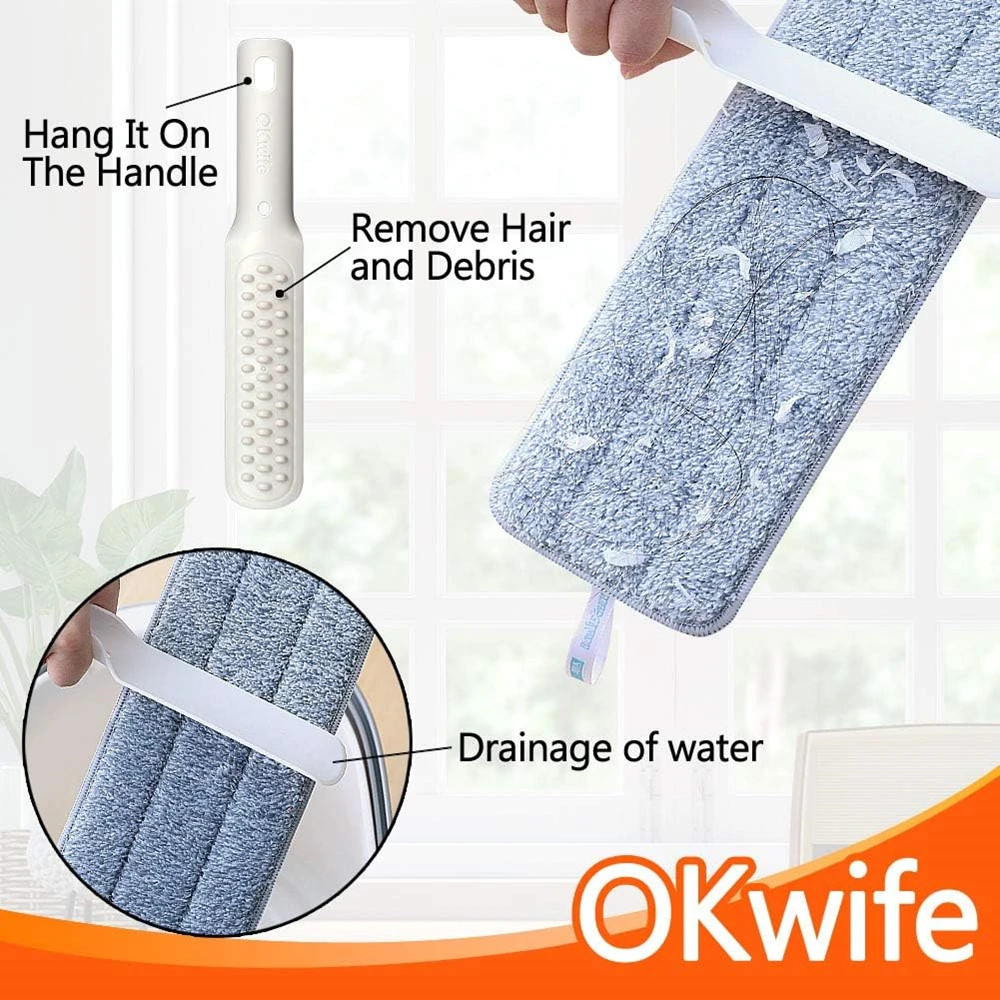 Okwife 23.6 inch Professional Microfiber Mop, Large Flat Mop, Floor Cleaning mop Wet Dry Mops with 2 Replacement Mop Pads