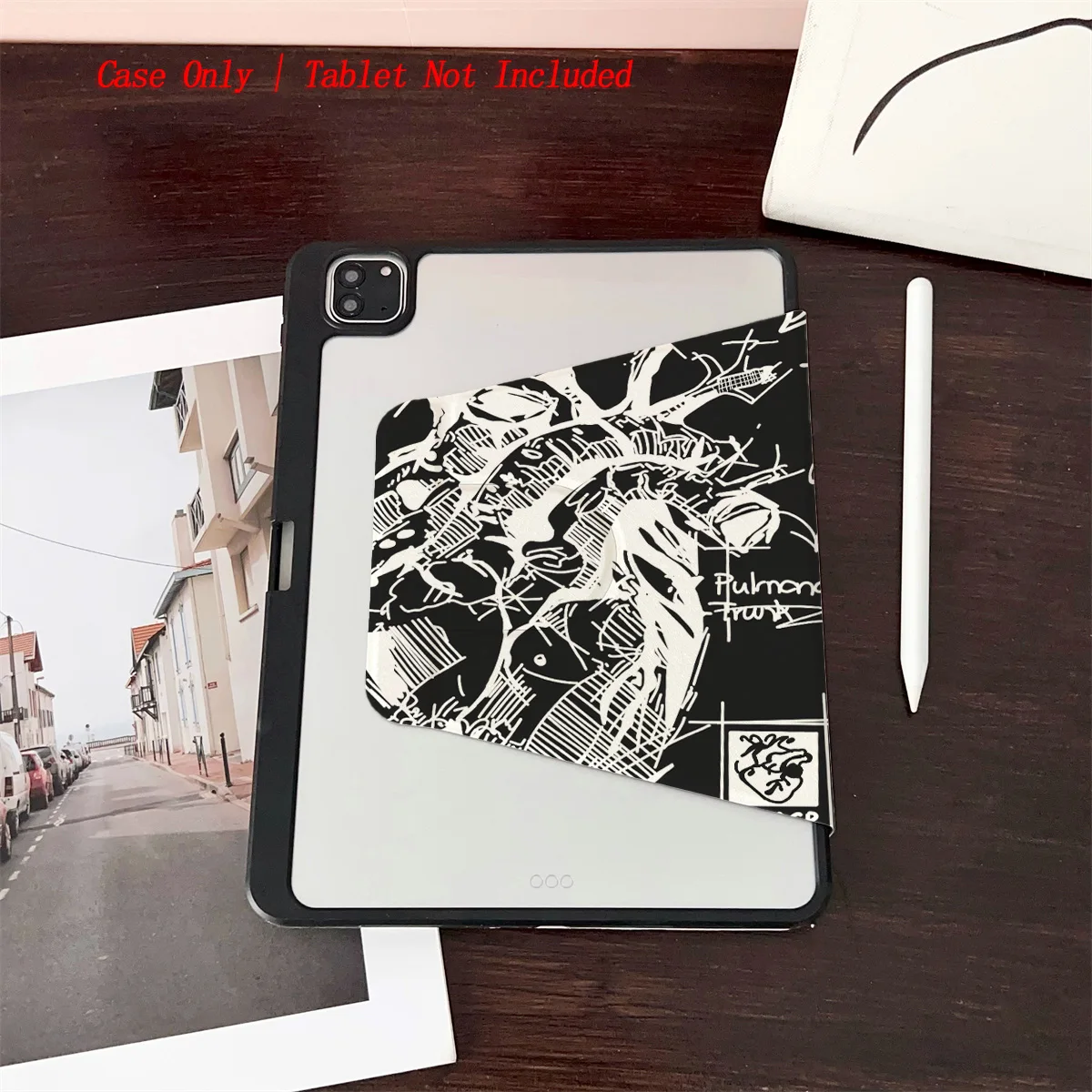 

Минималистичный чехол для планшета с черно-белым сердечком — тонкая защита для Apple iPad 10,9/11/12,9 дюймов