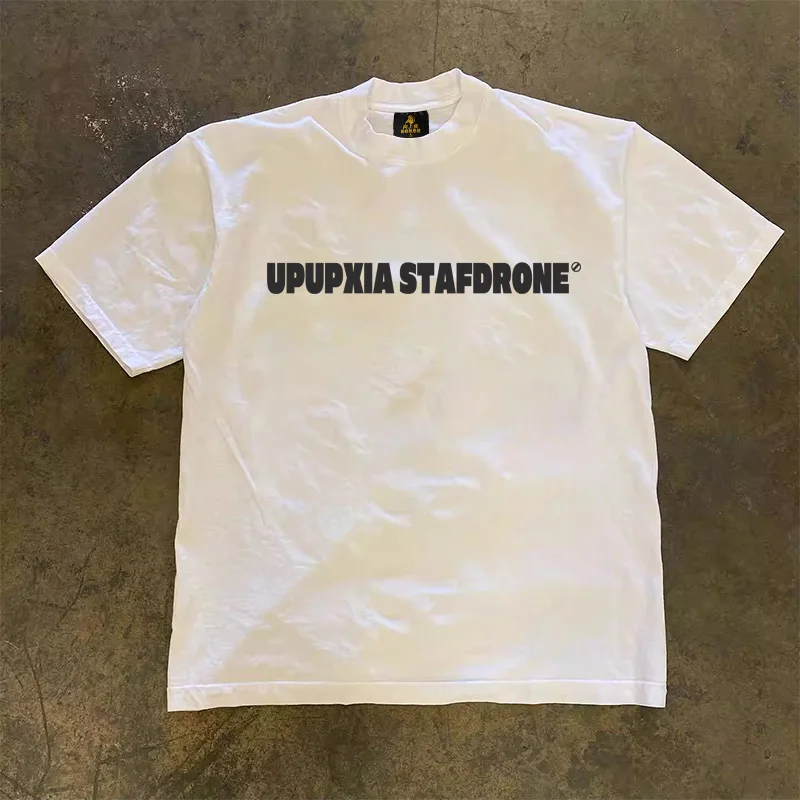 Loose Fit Cotton T-Shirt Unisex Short Sleeve Double Thread UPUPXIA Hero Print Sweat Absorbent round Neck Casual Summer Top
