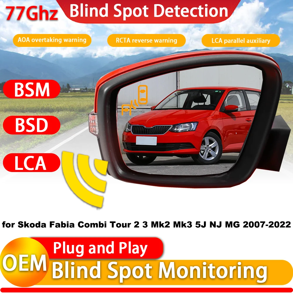 for Skoda Fabia Combi Tour 2 3 Mk2 Mk3 5J NJ MG 2007-2022 OEM Blind Spot Detect Detection Monitoring BSM BSD System 77Ghz Radar