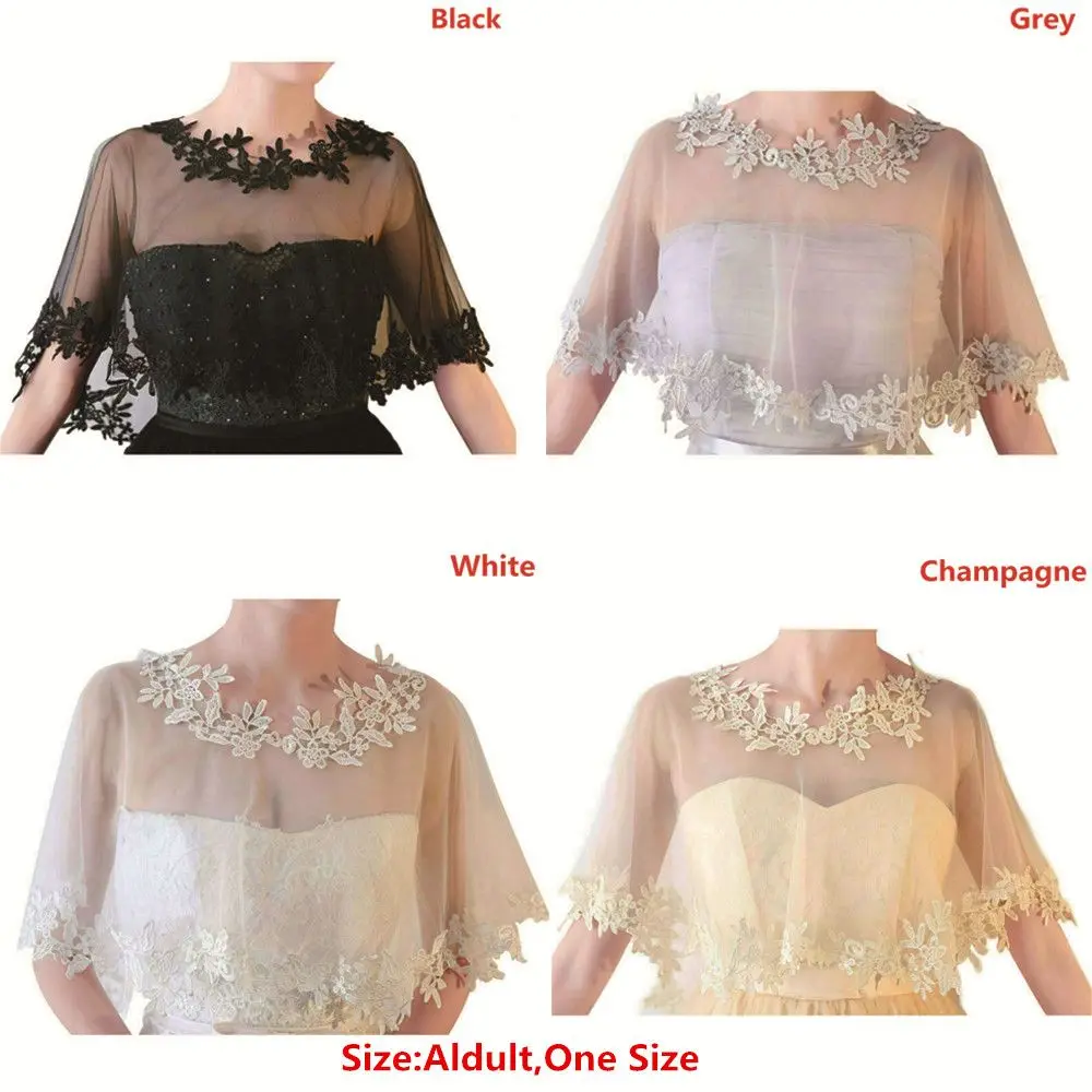 Elegant Cape Summer Casual Shawl Lace Short Sleeve Shrug Bridal Wedding Shawl