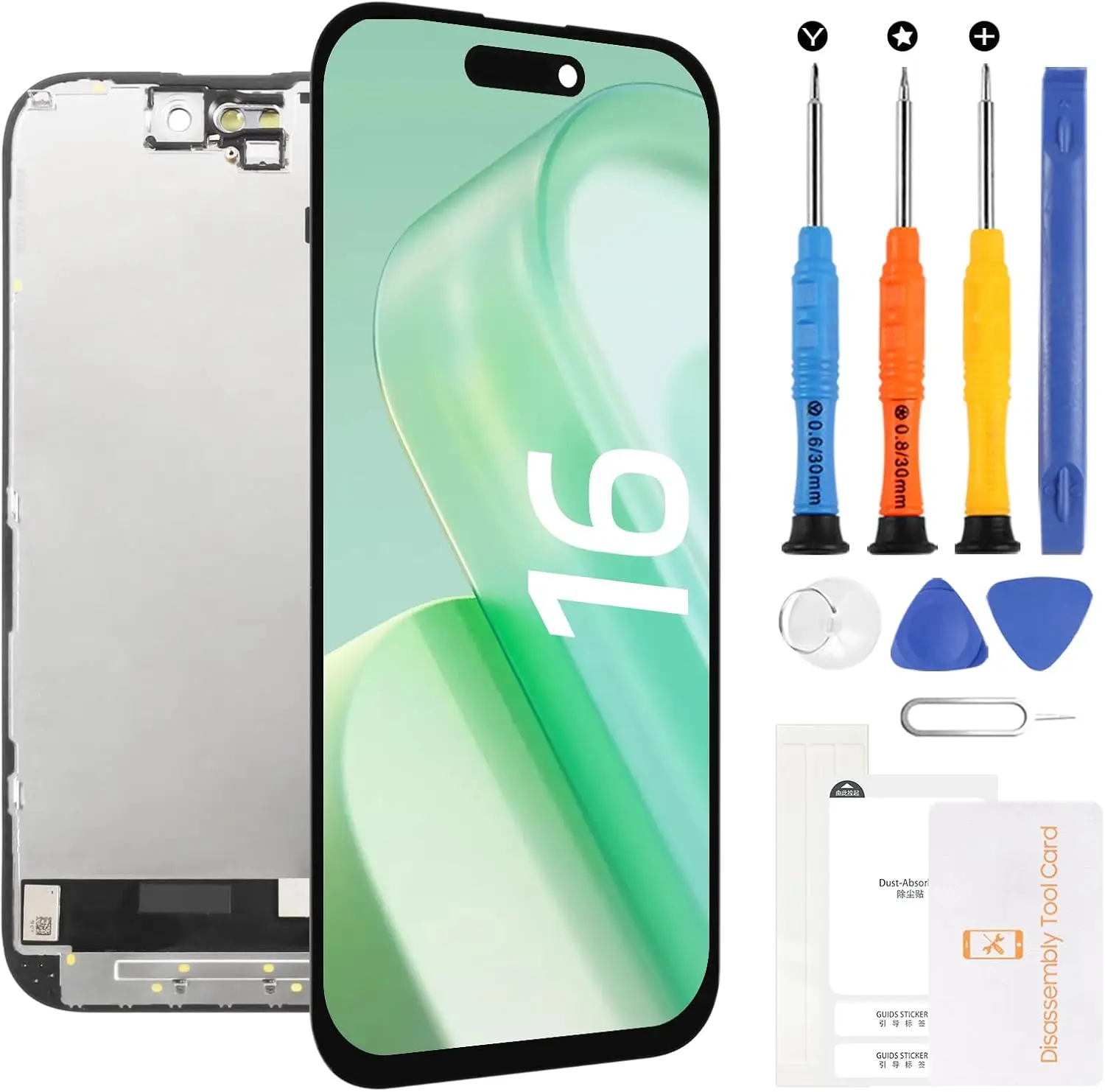 

Комплект для замены экрана iPhone 16, 6.1 дюйма, LCD-дисплей с сенсорным экраном, поддержкой True Tone и Face ID