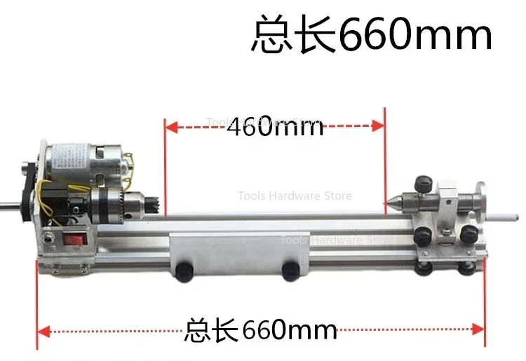 Lathe Polishing Machine Mini Metal Woodworking Lathe Stepless Speed Regulation High Precision Mini Lathe Beads Machine 220V 80W