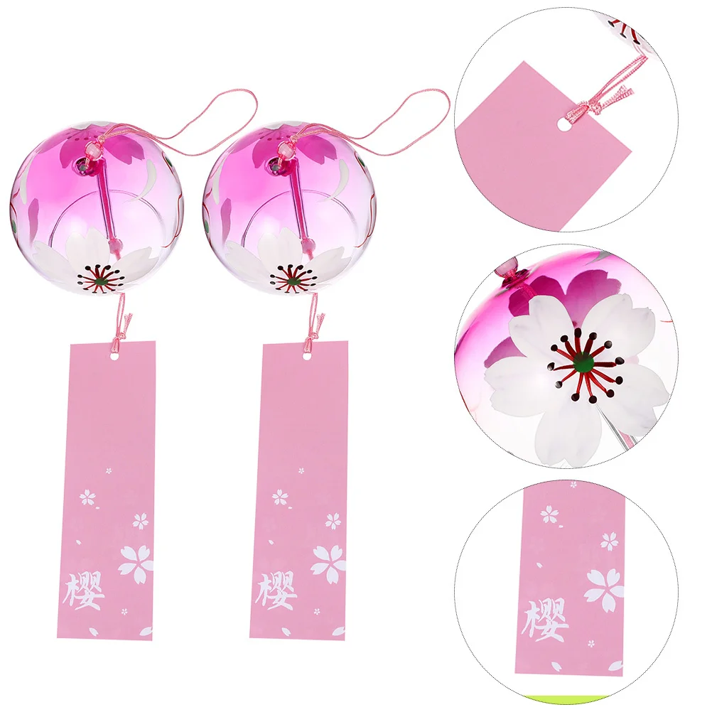 

2Pcs Japanese Wind Bell Glass Wind Chimes Hanging Ornament Indoor Outdoor Garden Decoration Melodious Sound Japanese Homeware