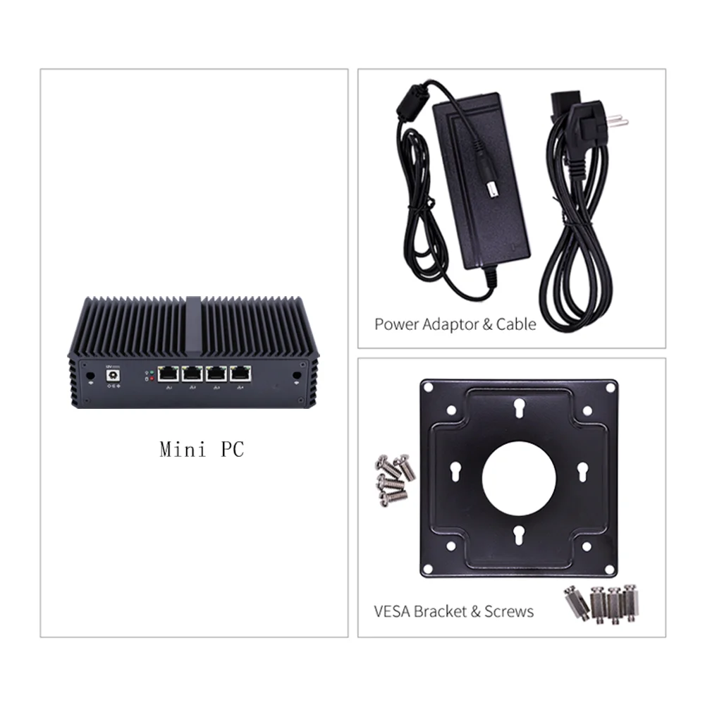 4 x 2.5 Gigabit Lan Firewall Mini PC Computer Intel Core i3 5005U i5 4200U i7 4500U Windows Linux AES-NI X86 Fanless Barebone PC