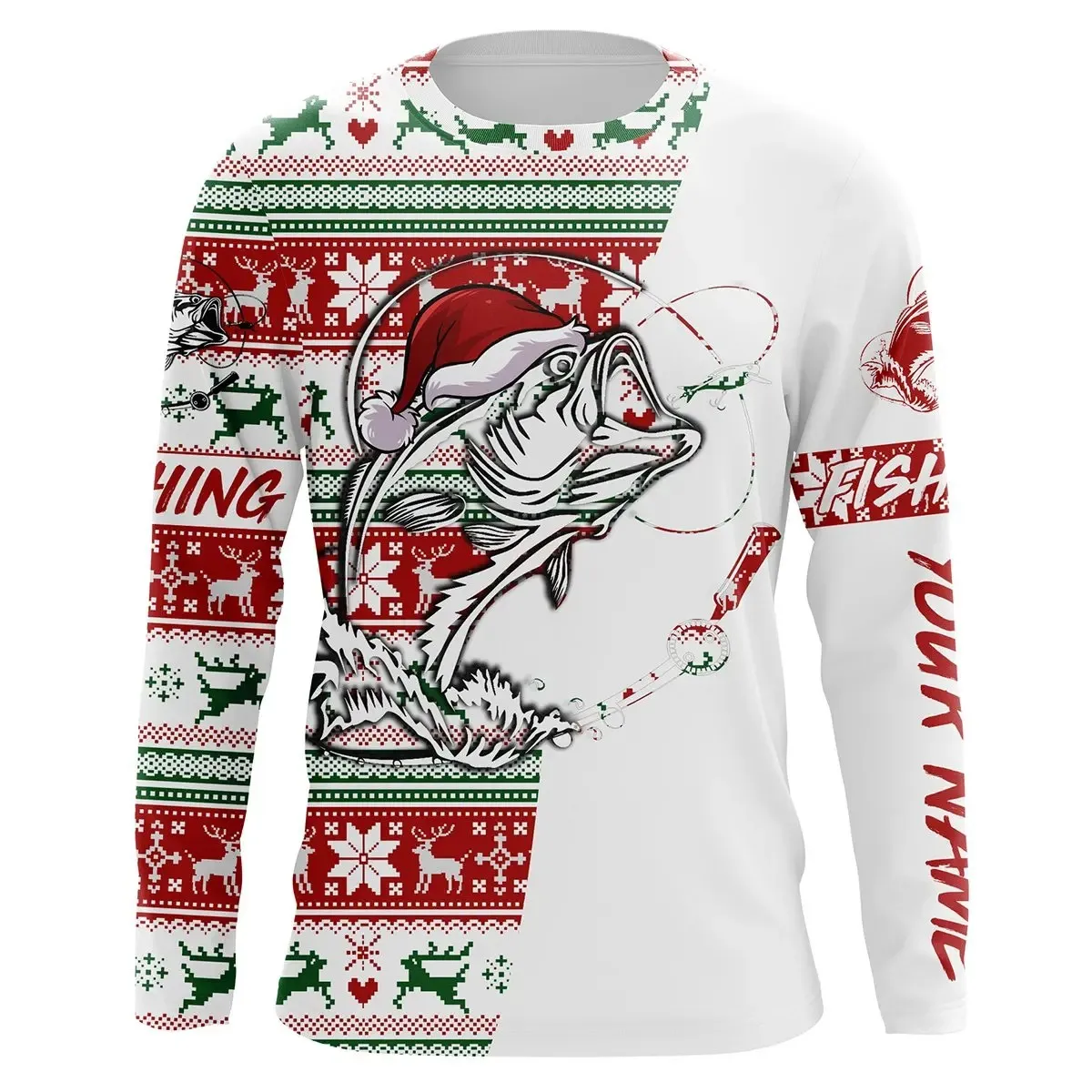 

Men's Christmas Fun Fishing Pattern 3d Printing Creative Pattern T-Shirt Short Sleeve Round Neck Plus Size Loose Breathable Top