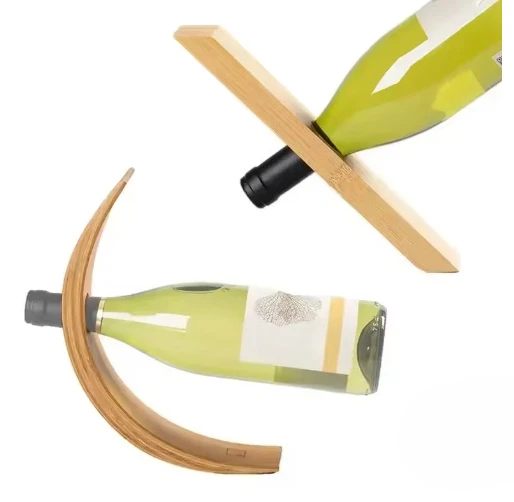 Bamboo Product Balance Red Wine Rack Single Wine Bottle Stand Decor Creative Wine Bottle Rack Display Stand Decoration