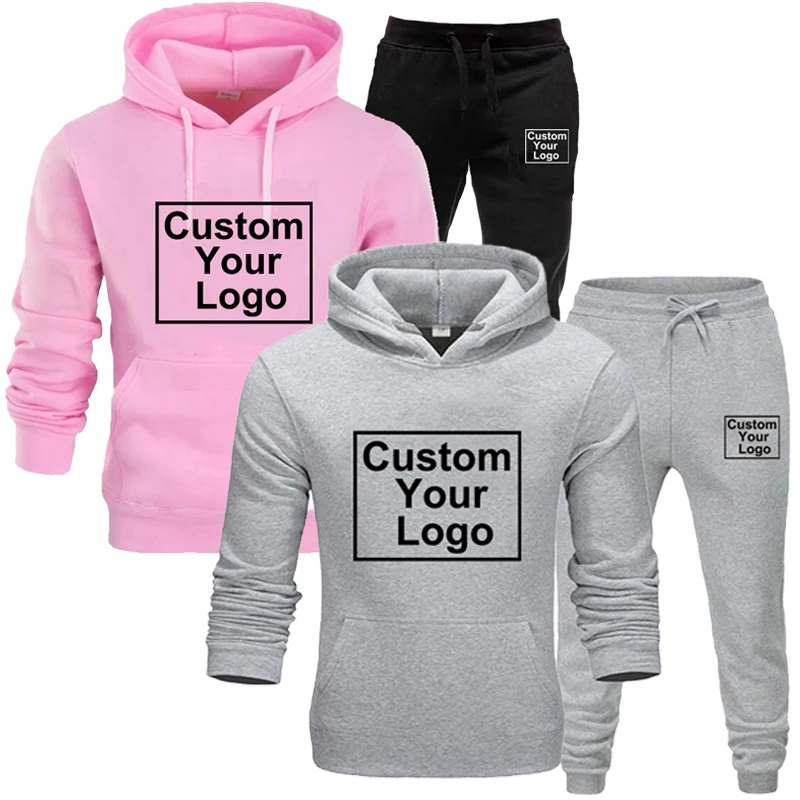 Customized logo for men and women ashionable printed sports hoodie long pants jogging set sportswear couple set plus size S-4XL