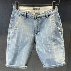 Supzoom 2022 New Arrival Hot Sale Top Fashion Denim Trend Striped Light Summer Zipper Casual Midweight Men Jeans Shorts