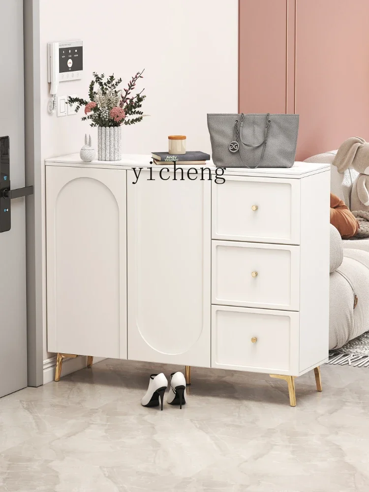 Xl Stone Plate Solid Wood Entrance Cabinet Modern Minimalist Ultra-Thin Hallway Chest of Drawers