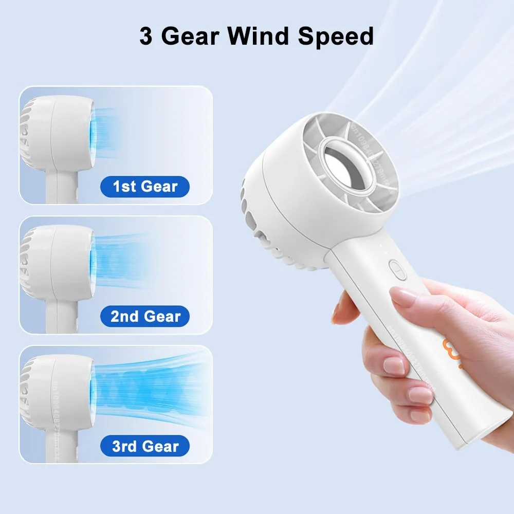 Portable Mini Handheld Fan 3 Speed Rechargeable Turbo Fan with Phone Stand Home Desktop Fan Outdoors Portable Mini Pocket Fan