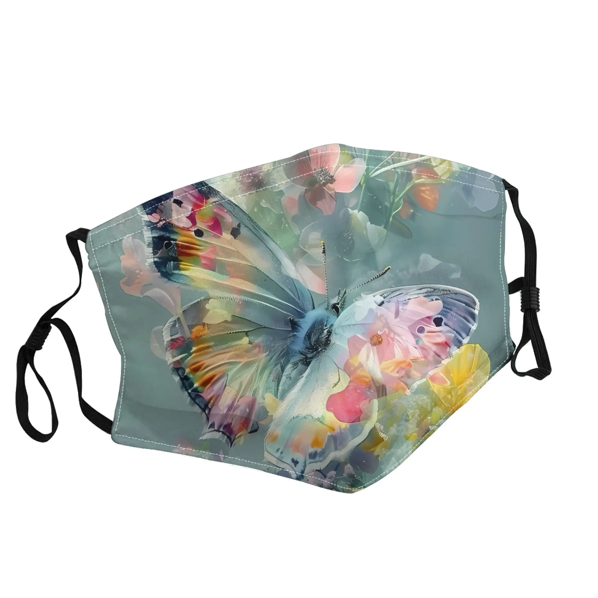 

Watercolor Flower Butterfly Mask Unisex Outdoor Fashion Printed