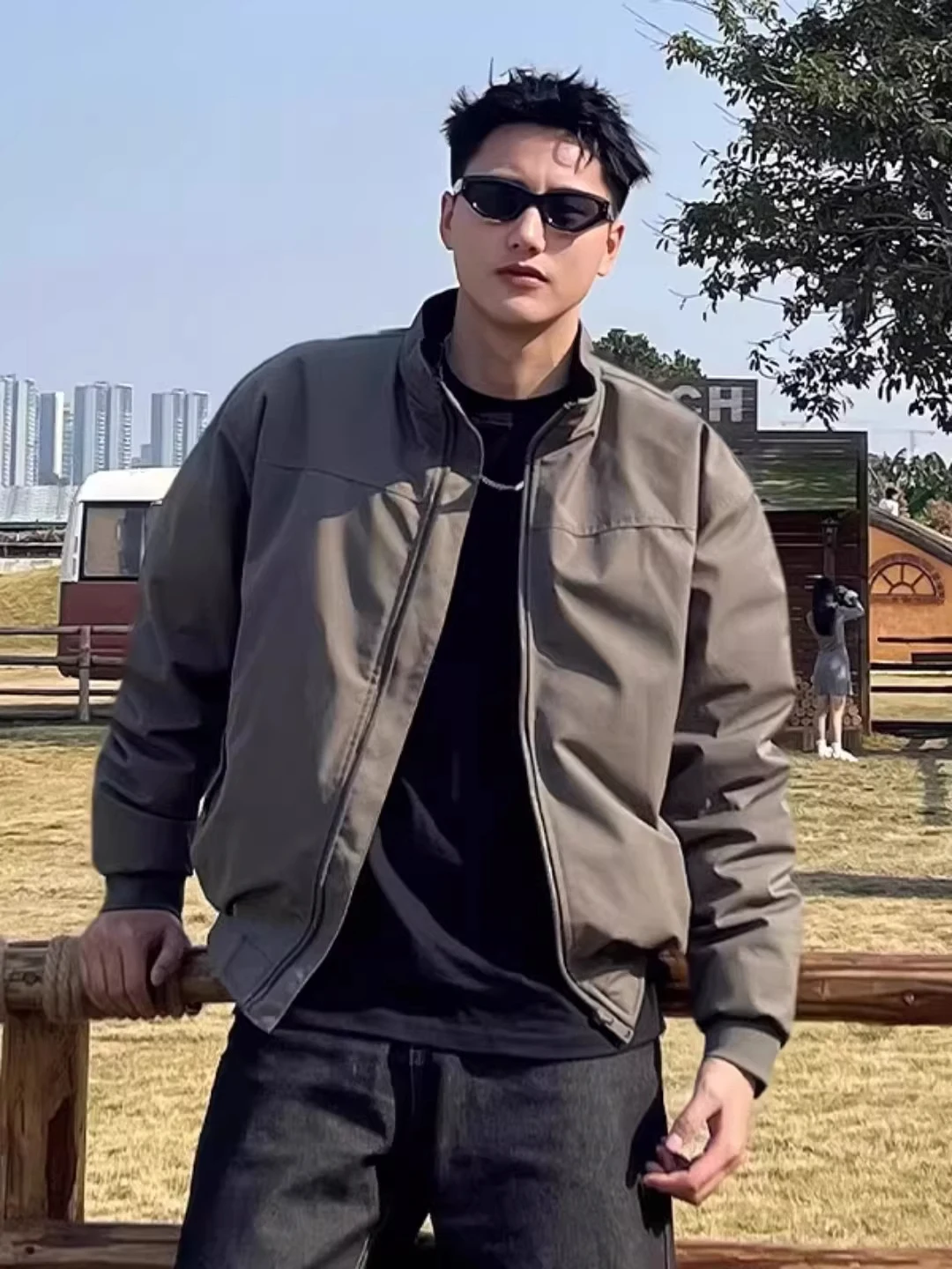 

Мужская куртка-пилот Deep Grey: весенне-осенняя, укороченная, в бейсбольном стиле, Cleanfit, на молнии, свободного кроя, для молодежи, для повседневной носки