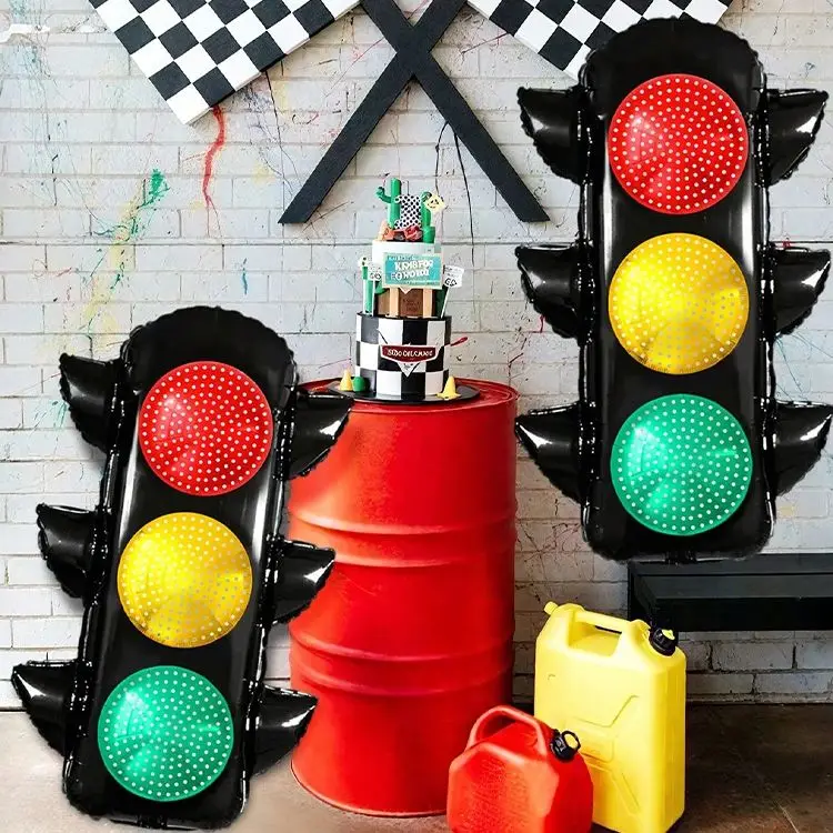 قطعتان من بالونات إشارة المرور، مناسبة لتزيين الحفلات، وديكورات أعياد الميلاد للسباق، وموضوع المرور، ومناظر المدينة