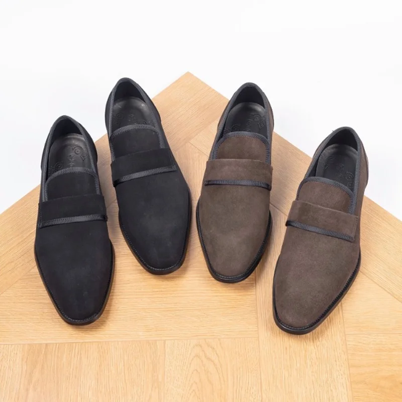 Summer New Fashion Suede Business Casual Leather Shoes For Men Handmade Italian Loafers Slip-on Dress Shoes