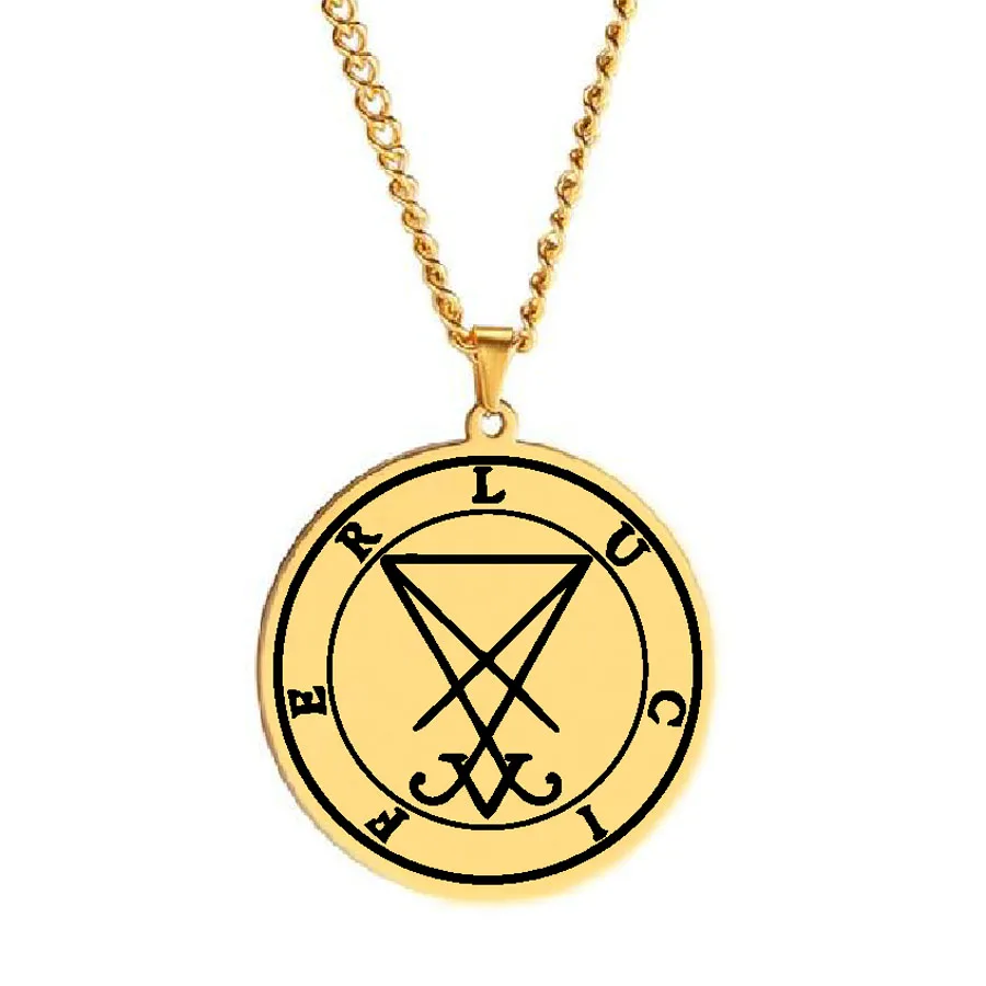 HLSS540 Magical Sigil Of Lucifer Altar Sigil di Lucifero Simbolo Satanico Charm Talisman Amulet Stainless Steel Pendant Necklace