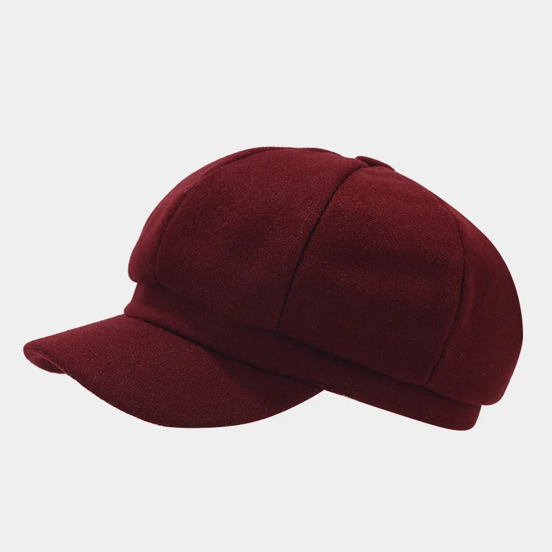 2023 Autumn Acrylic Warm Solid Octagonal Hats for Women and Men Berets Painter Hat Beanie Cap 127