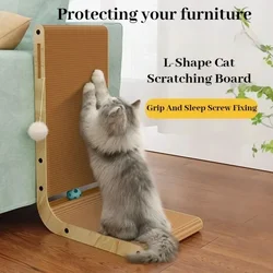 L-shaped Cat Scratcher Board Cat Cardboard Cats Scratching Pads 3 in 1 Scratching Bed Kitten Furniture Protector Pet Accessories