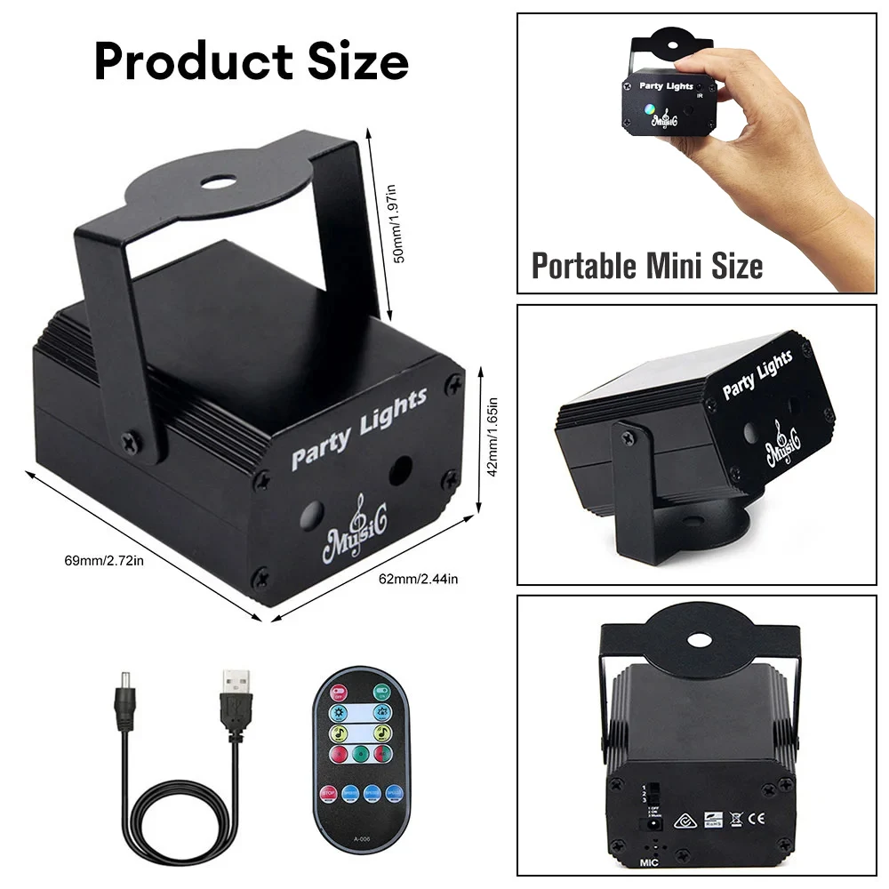 Mini R&G Laser 32 Patterns Projector Party Light DJ Dance Disco Bar Projection Magic Ball LED Party Xmas Stage Effect Light Show