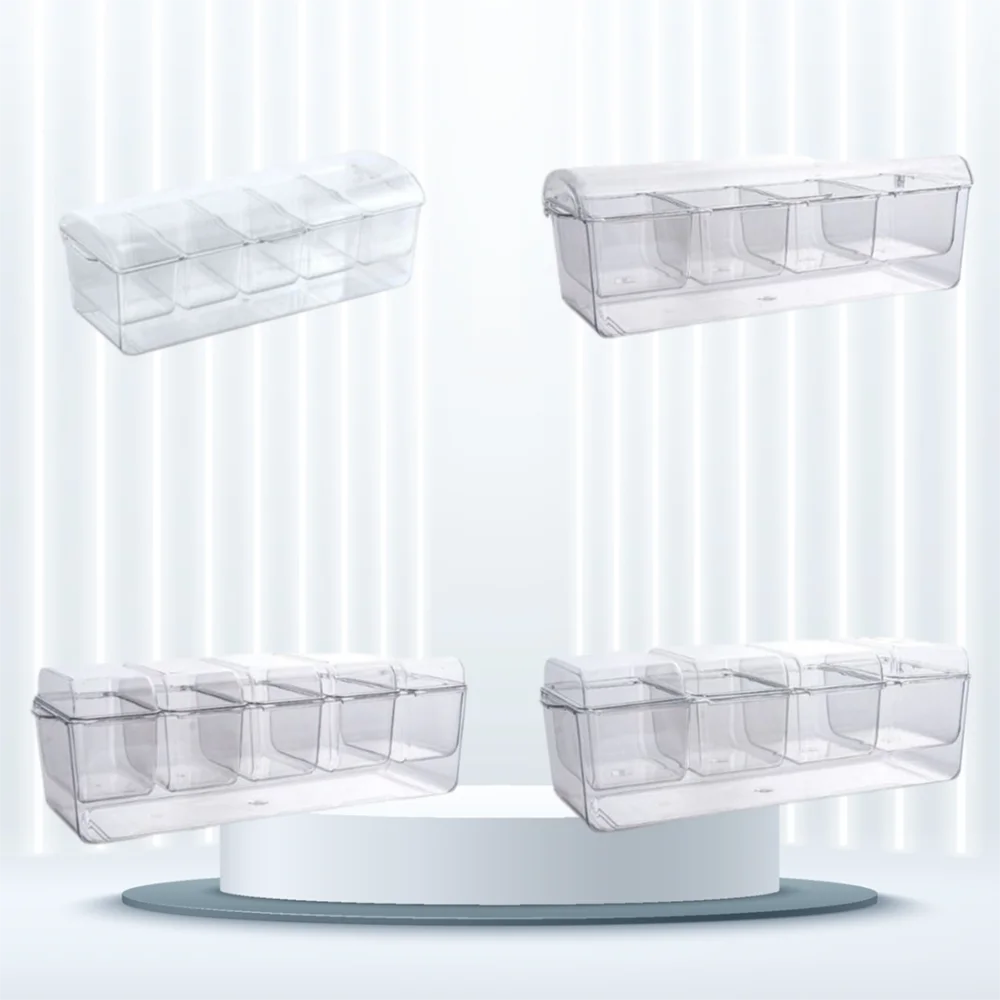 

Multifunction Transparent Fresh Iced Box Plastics Detachable Fridge Fruit Box 4/5 Grids Double Layered Condiment Tray
