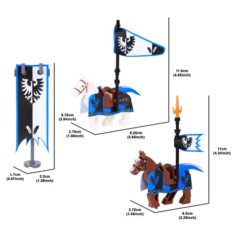 Medeltida Rom Riddare Figurer Axelrustning Flagga Byggstenar Militär Armé Soldat Vapen Krigshäst Mantel MOC Tegelstenar Barnleksak 8 best sales Lego medeltida vapen - №6