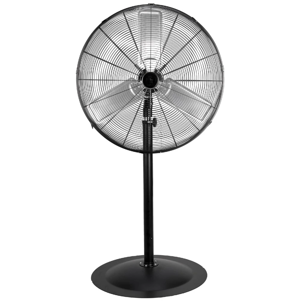 Commercial Industrial 3 Aluminum Blade Stationary Pedestal Fan, 30 Inch, High Velocity 8850 CFM, Black