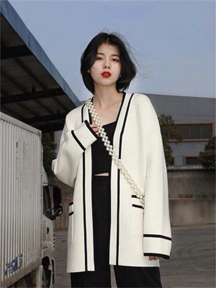 Winter Women Sweater Knitted Cardigan Oversize Girls Sweater Woman Cashmere  Pullover Tops Long Sleeve Maxi Vintage Y2k Thick