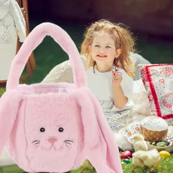 Children Easter Hunting Basket Easter Bunny Plush Bag Cute Cartoon Bag Long Ears Bunny Basket