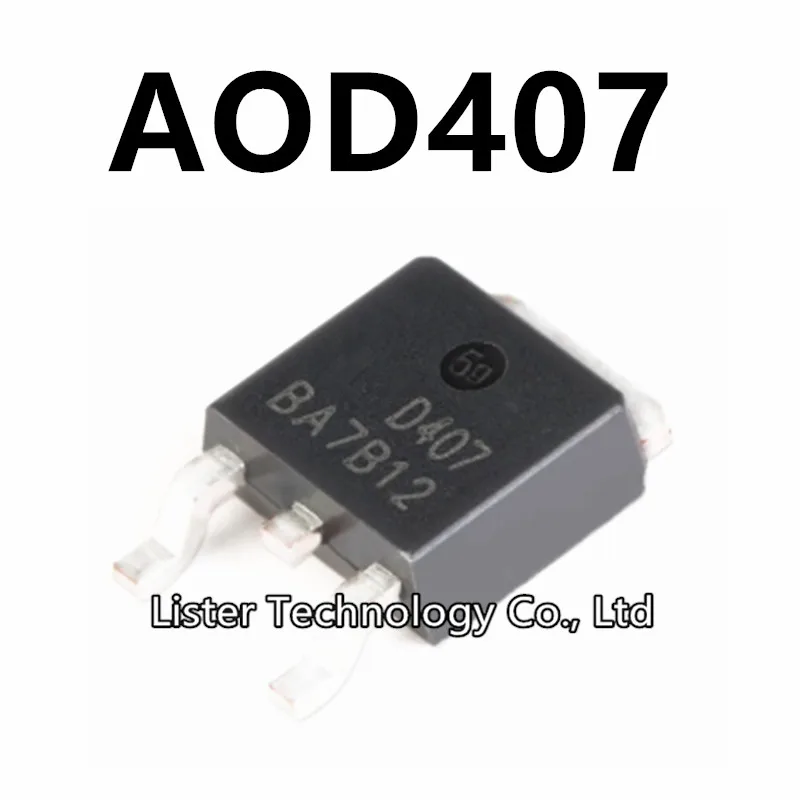 10~100PCS/lot New AOD407 TO-252 Marking:D407 TO252 P Channel MOSFET 60V 12A  SMD