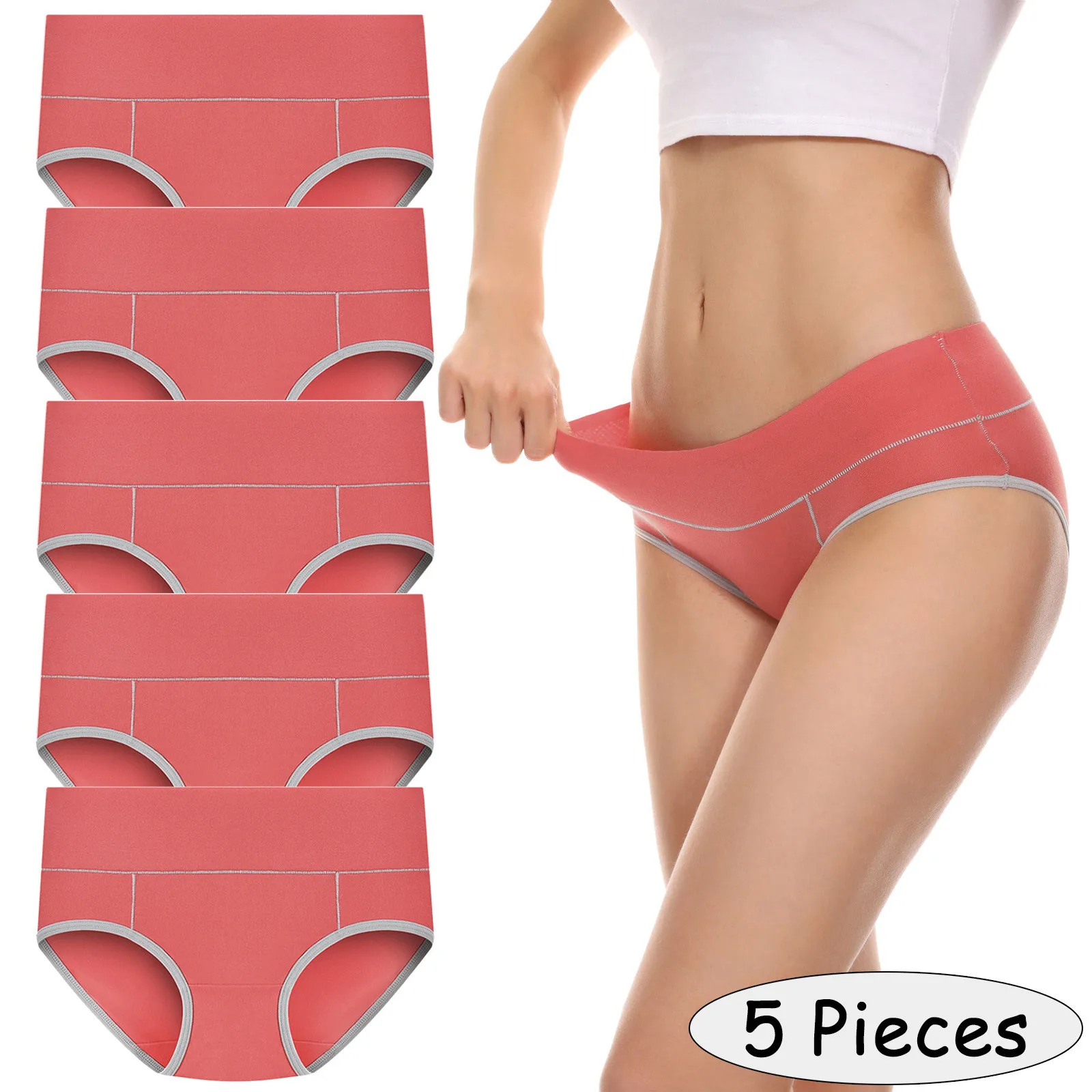 5 Underpants Patchwork Color Cotton Underwear for Women High Waist Seamless Womens Underwear Pack Cotton Lace Lane 22 24 New