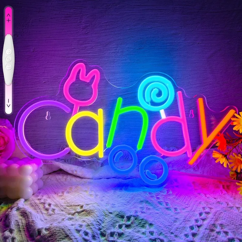 Bunny Candy Neon USB-powered LED Dimmable Neon for Bedroom Bar Shop Candy Car Display Halloween Party Art Deco Birthday Gift