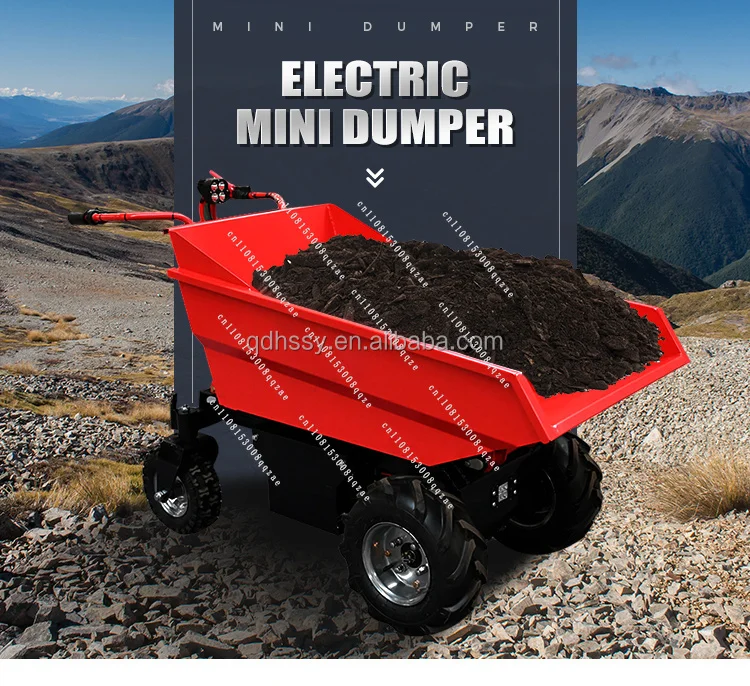 

China Micro Electric Self Loading Mini Wheel Dumper Small Powered Barrow 500kg 4x4 for Sale