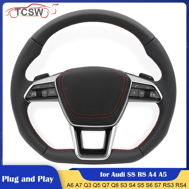 

Upgrade Car Steering Wheel Assembly with Red Stiching for Audi A1 A4 A3 A5 A6 A7 A8 S8 Q3 Q5 Q7 S3 S4 S5 S6 S7 TT R8