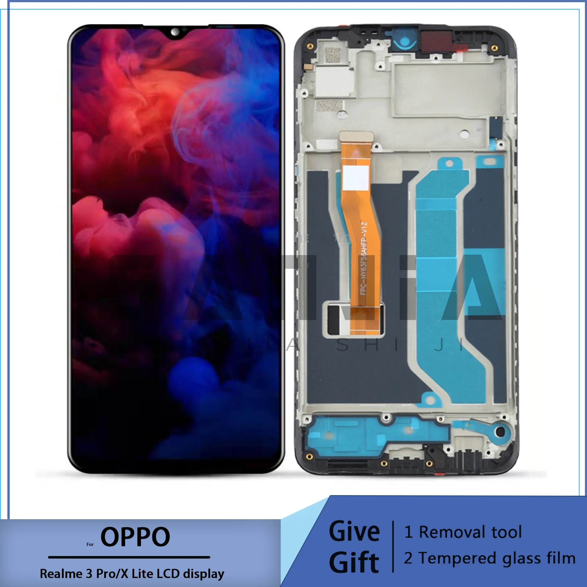 LCD Display Screen with Frame for OPPO Realme 3 Pro, Touch Screen Panel, Digitizer for Realme X Lite, RMX1851, 6.3 in