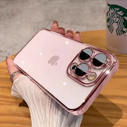 Clear Silicone Shockproof Case para iPhone, chapeamento Anti Impact, Candy Color Capa, Transparente, iPhone 15, 14, 13, 12, 11 Pro Max, Plus, XS, XR, X