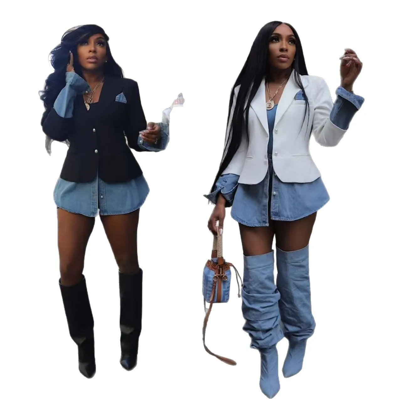 

Женское джинсовое пальто, кардиган, однобортные куртки с отложным воротником, лоскутные карманы, уличная верхняя одежда с длинными рукавами