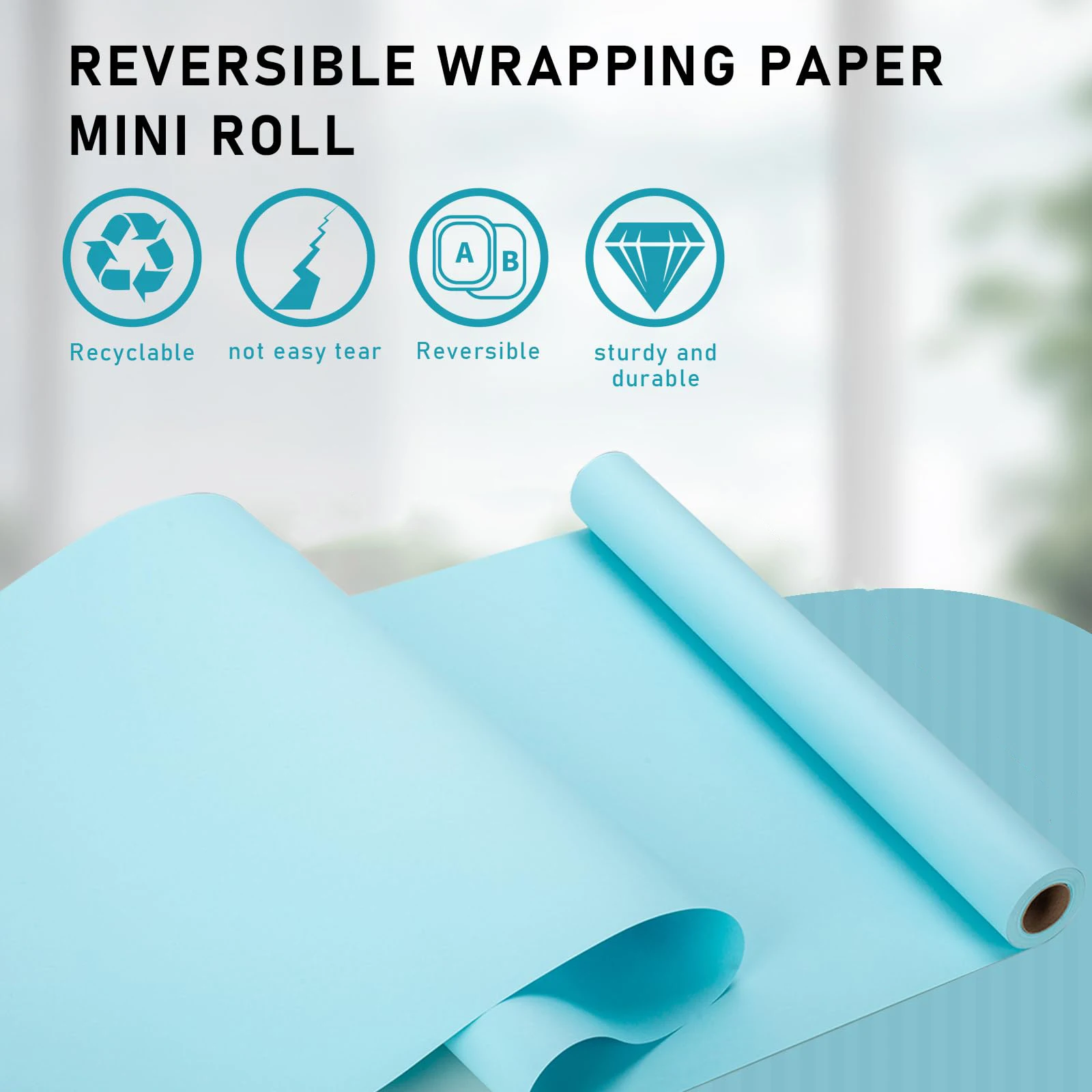 Papier Kraft Bleu, Idéal pour Emballage Cadeau, Rouleau d'Emballage pour Déménagement, Artisanat d'Art, Expédition, Revêtement de Sol, Mur, 100% Matériau Recyclé