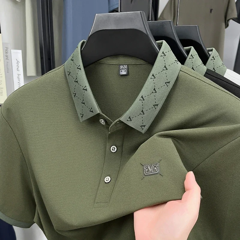 

Light Luxury Fashion Men's Short Sleeved Polo Shirt Summer Brand Embossed Breathable Personalized T-shirt