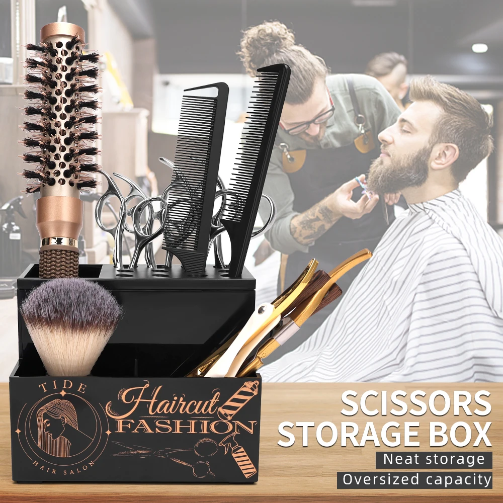 

Hairdressing Organizer Storage Box Hair Scissors Large Holder Professional Desktop Keeper Barbershop Rack for Comb Clip Scissors