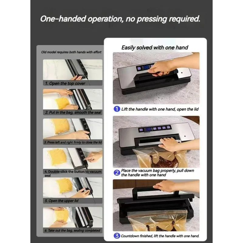 Fully Automatic Food Vacuum Sealer Household Digital Display Dual-use Dry and Wet Plastic Sealing Preservation Packaging Machine view 5