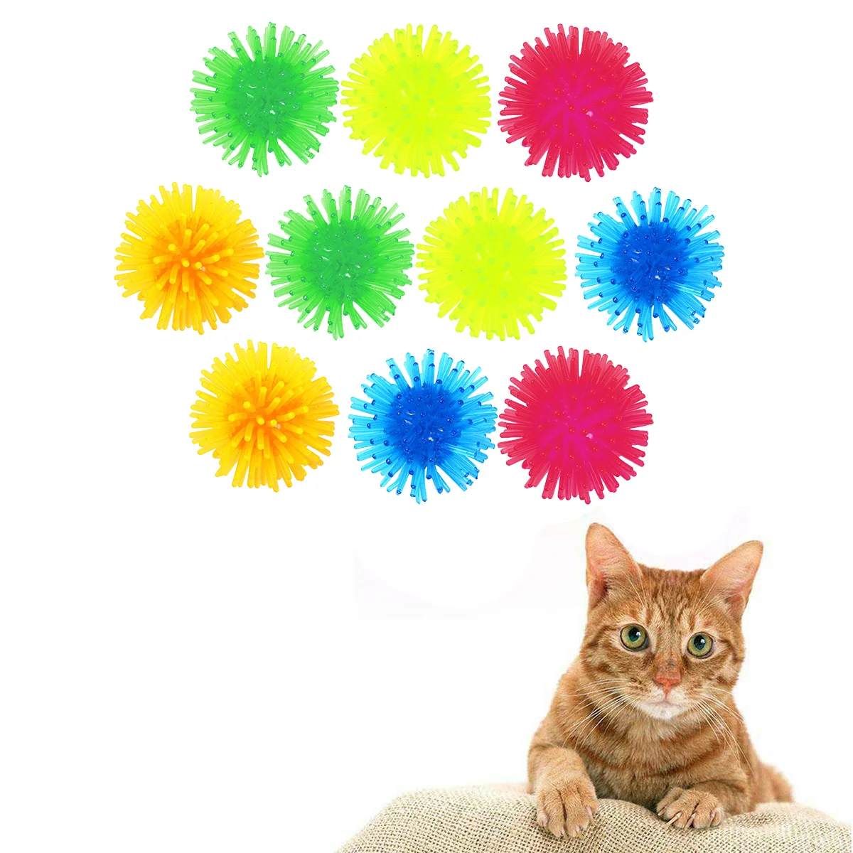 10pcs 25cm Funny Cat Ball Toys Creative Ball Toy Cat Playing Teaser Cat Supplies (Random Color)