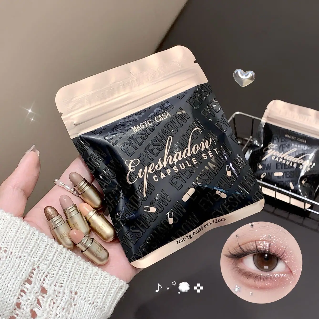 ชุดอายแชโดว์แคปซูล 12 สีเน้นและคล้องอายแชโดว์ชุดคอนทัวร์รอบดวงตาไม่เลอะเลือน