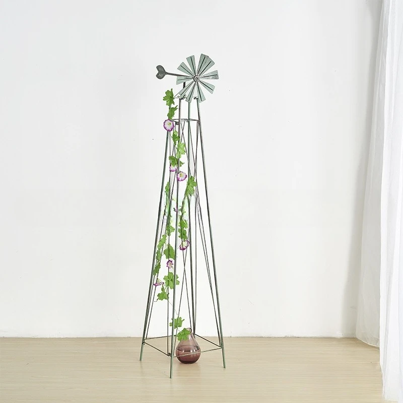 American clematis climbing vine flower stand, wrought iron rotating windmill vine moon climbing frame courtyard villa decoration