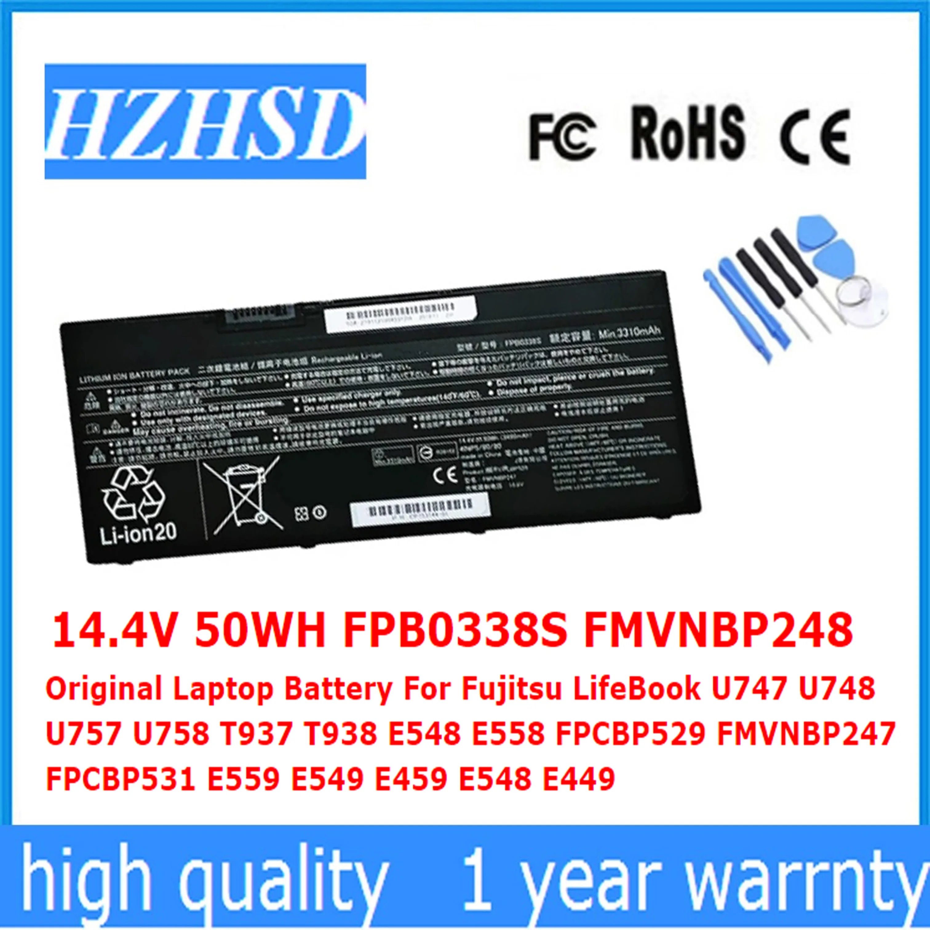 Bateria Original para Fujitsu Lifebook U747 U748 U757 U758 T937 T938 E548 E558 Fpcbp529 Fmvnbp247 14.4v 50wh Fpb0338s Fmvnbp248