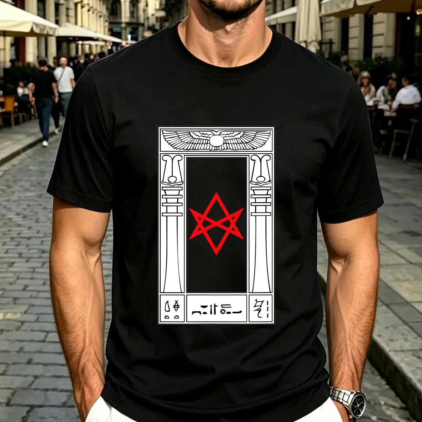 washed T Shirt NEW LIMITED Thelema Portal Unicursal Hexagram Symbol Crowley Magick S 3XL long or short sleeves vintage Washed