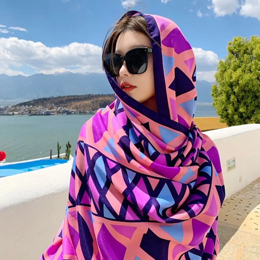 90x180cm Print Beach Shawl Women Luxury Sun-Resistant Bikini Shawl Breathable Travel Swimsuit Wrap