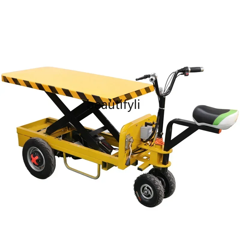 xzzElectric lift scissor hydraulic small lifting platform flatbed truck, pulling goods, cart